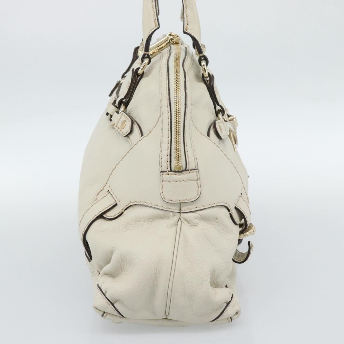 GUCCI Horsebit Boston Bag Leather Gold Ivory 189890 Auth 185034V