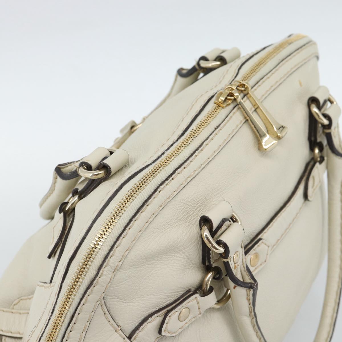 GUCCI Horsebit Boston Bag Leather Gold Ivory 189890 Auth 185034V