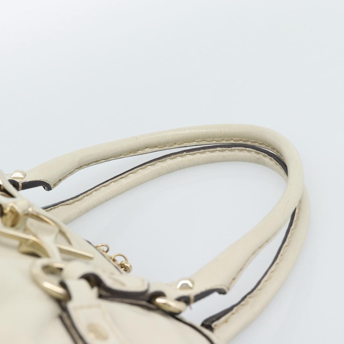 GUCCI Horsebit Boston Bag Leather Gold Ivory 189890 Auth 185034V