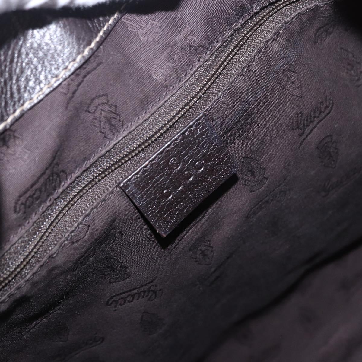 GUCCI GG Canvas Guccissima Bag Leather Dark Brown Gold 233604 Auth 185035V