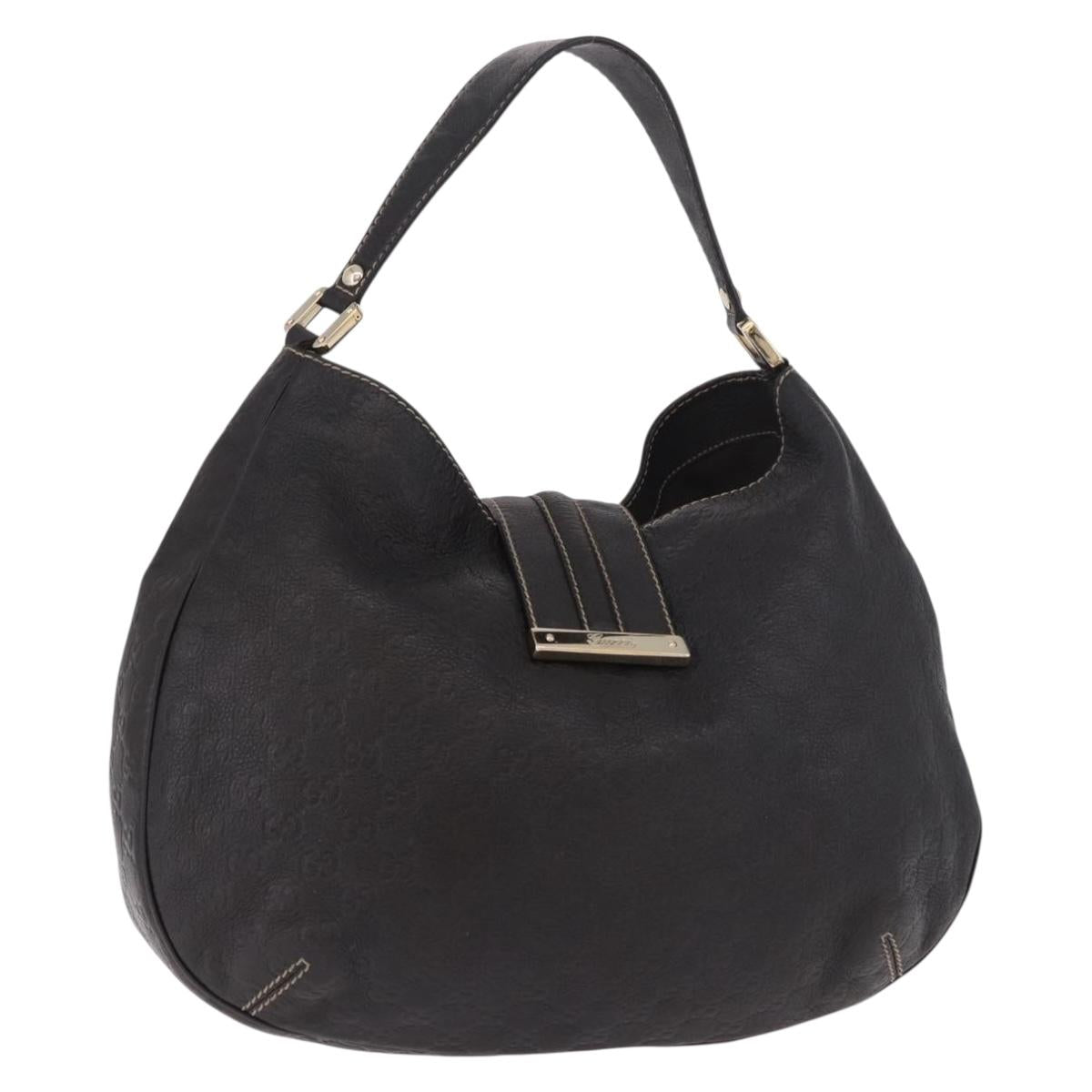 GUCCI GG Canvas Guccissima Bag Leather Dark Brown Gold 233604 Auth 185035V