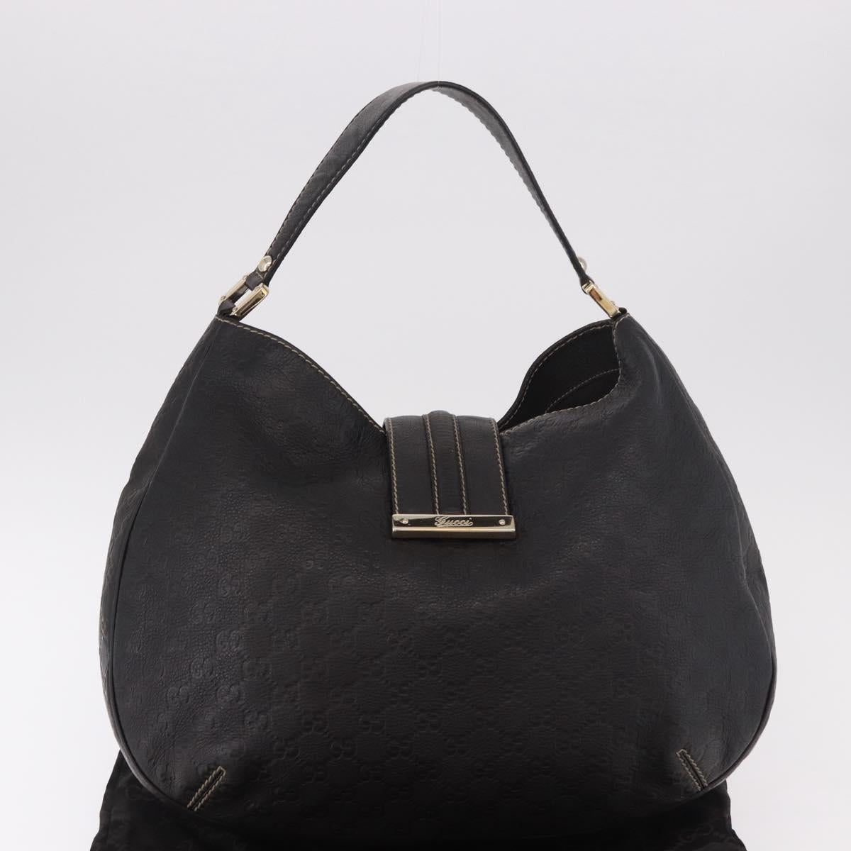 GUCCI GG Canvas Guccissima Bag Leather Dark Brown Gold 233604 Auth 185035V