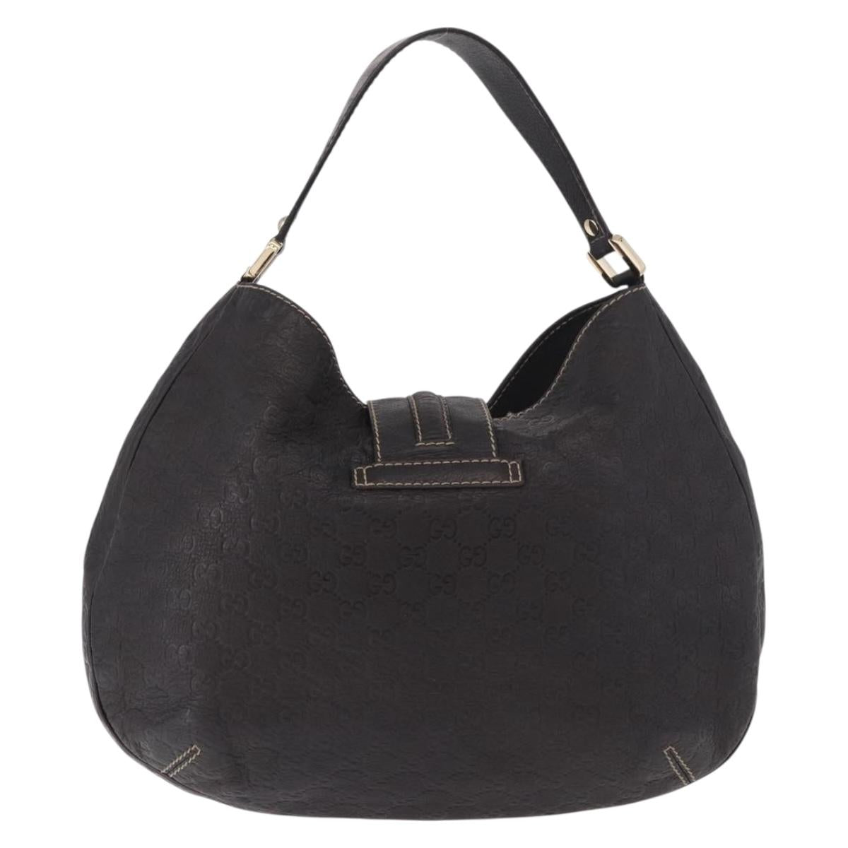 GUCCI GG Canvas Guccissima Bag Leather Dark Brown Gold 233604 Auth 185035V