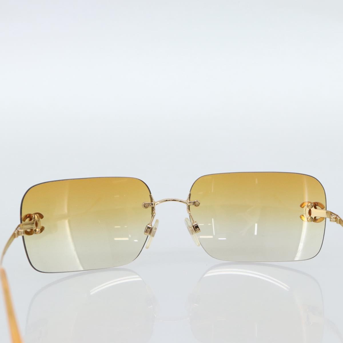 CHANEL COCO Mark Sunglasses metal Gold Tone CC Auth 185047V