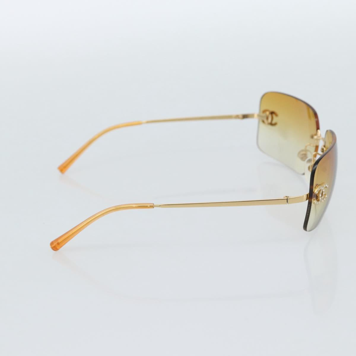 CHANEL COCO Mark Sunglasses metal Gold Tone CC Auth 185047V