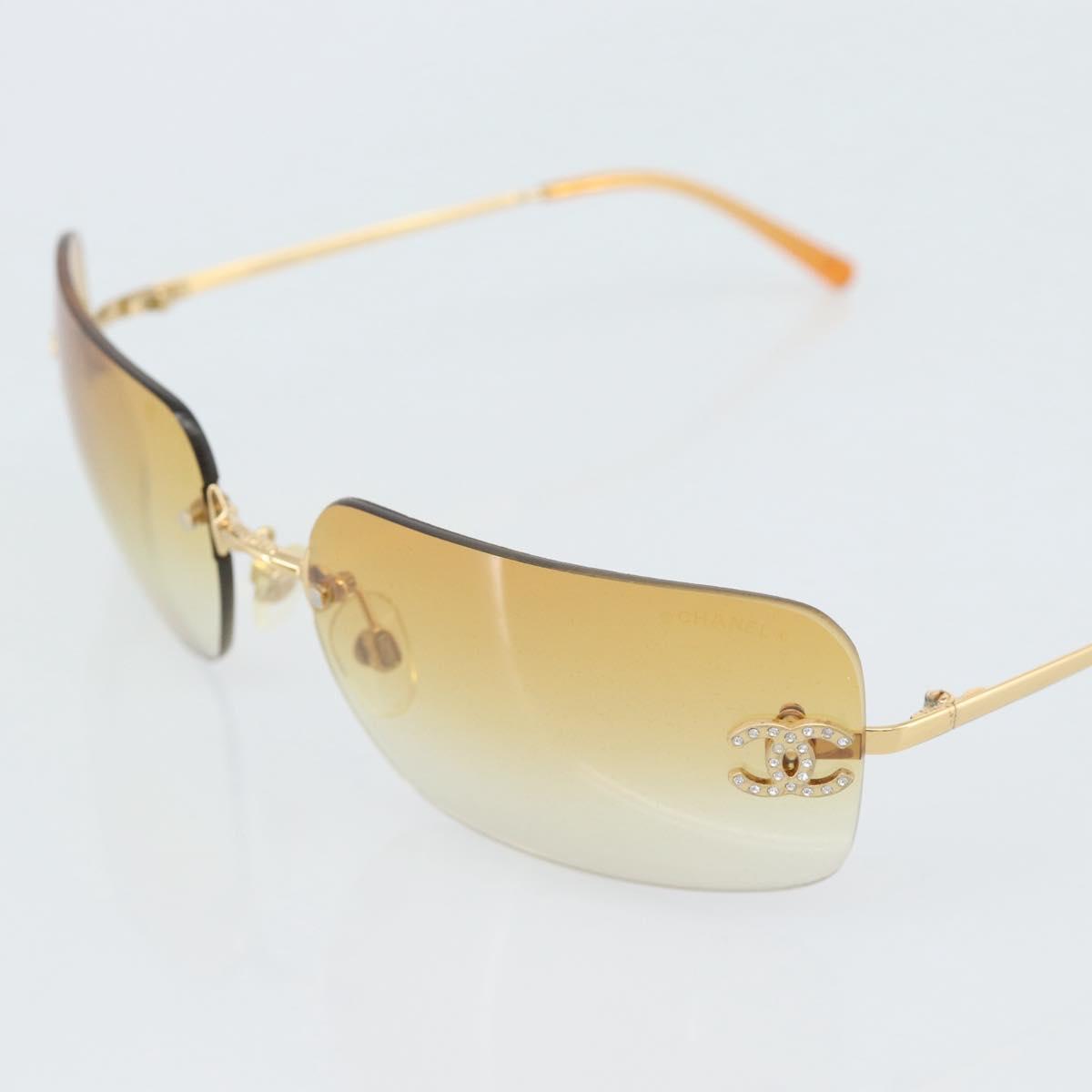 CHANEL COCO Mark Sunglasses metal Gold Tone CC Auth 185047V
