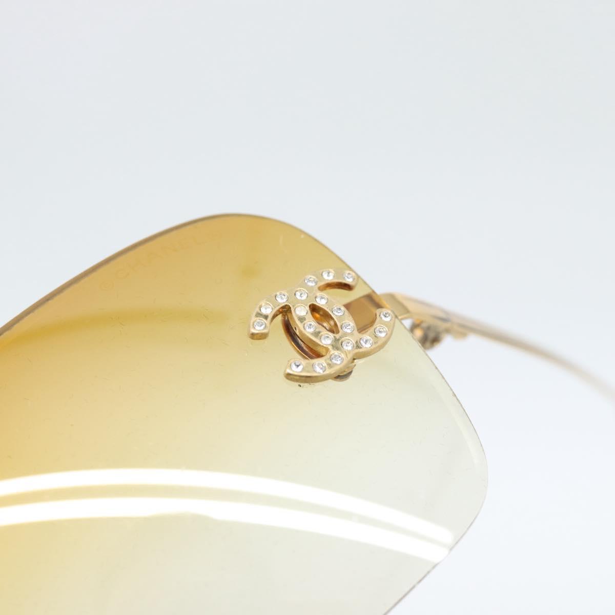 CHANEL COCO Mark Sunglasses metal Gold Tone CC Auth 185047V