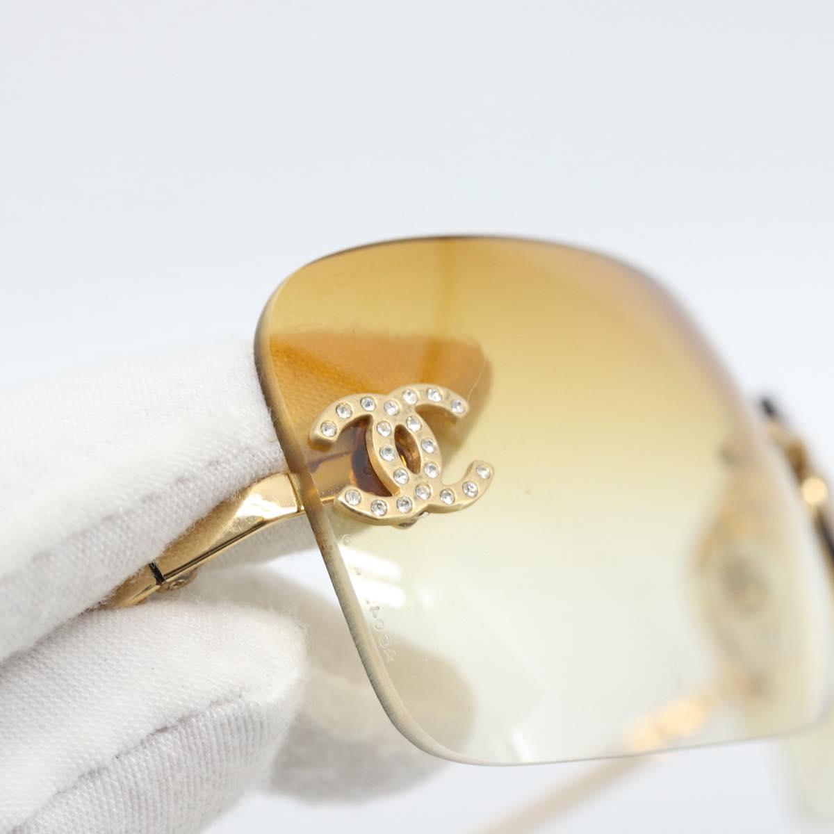 CHANEL COCO Mark Sunglasses metal Gold Tone CC Auth 185047V