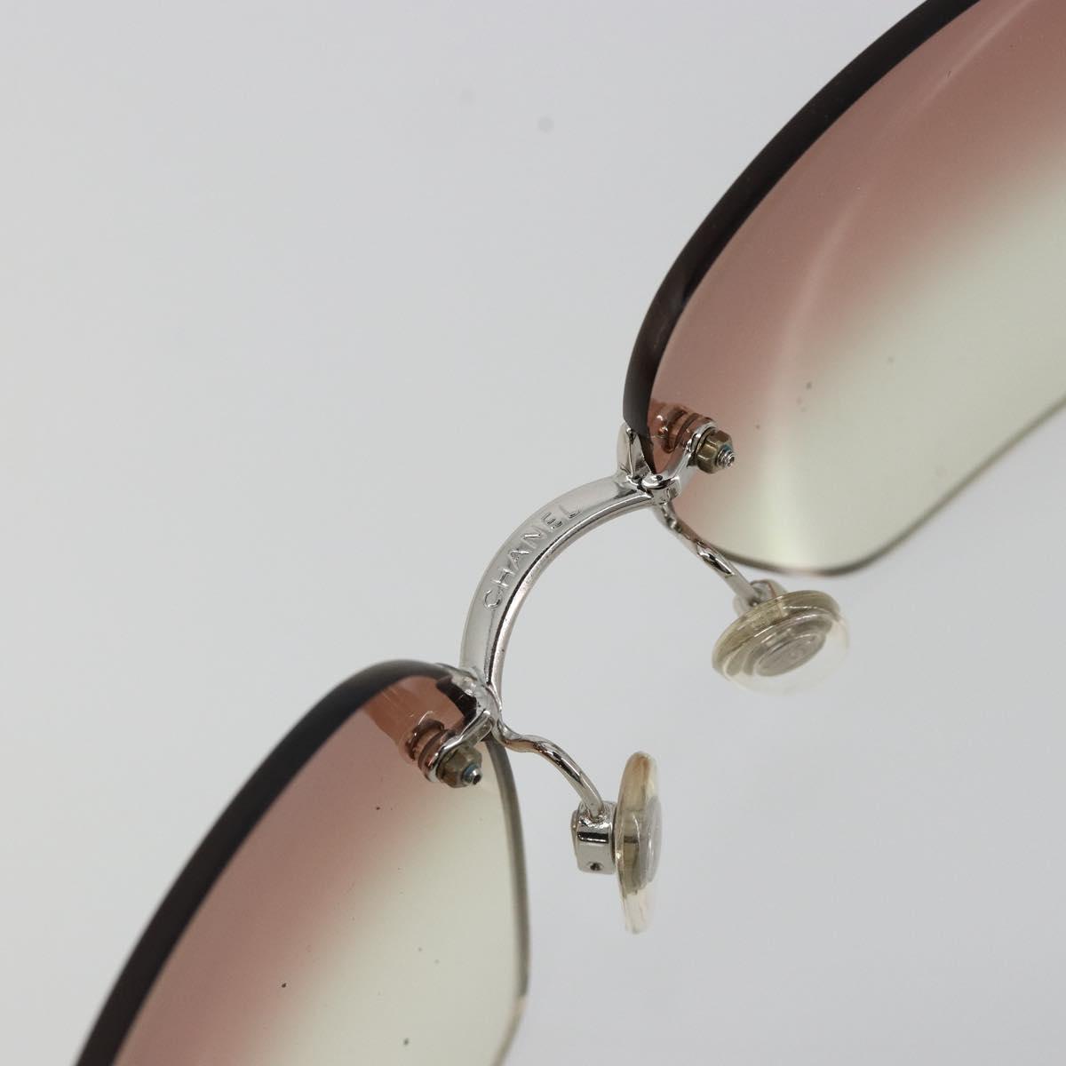 CHANEL COCO Mark Sunglasses metal Silver CC Auth 185048V