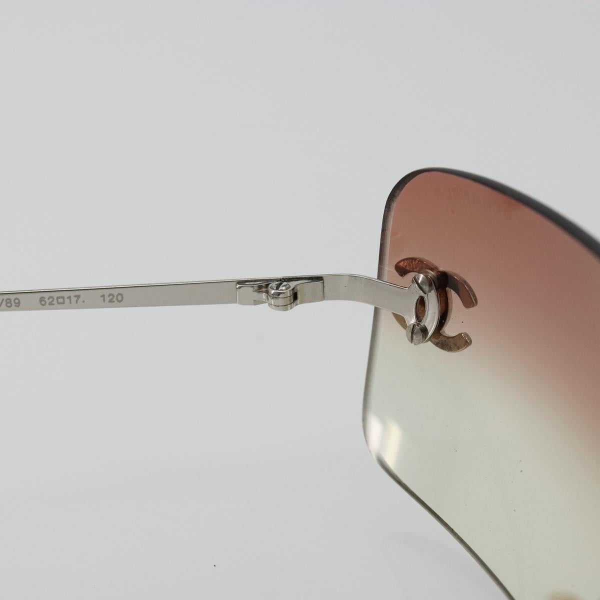 CHANEL COCO Mark Sunglasses metal Silver CC Auth 185048V