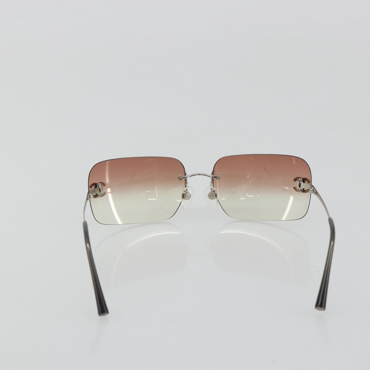 CHANEL COCO Mark Sunglasses metal Silver CC Auth 185048V