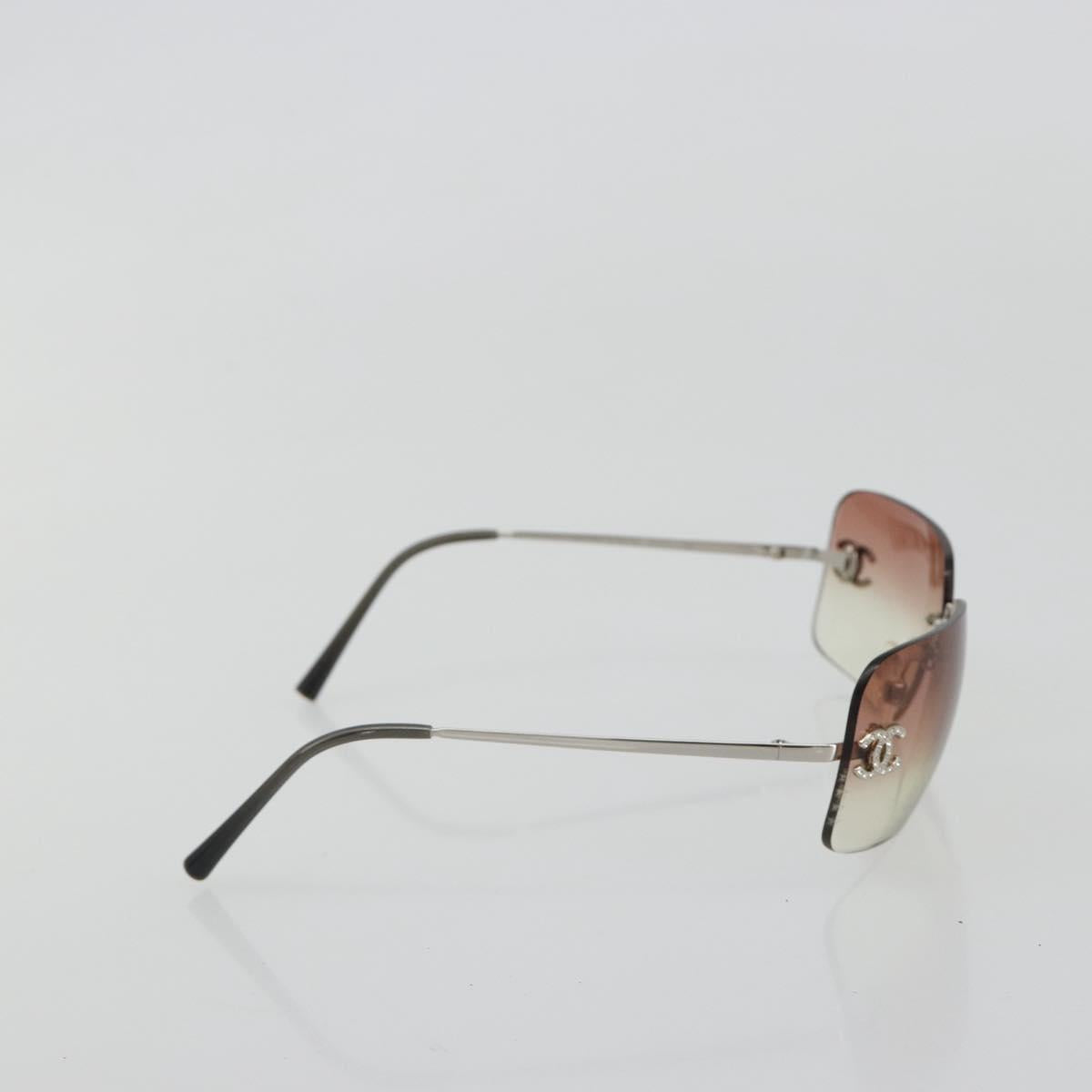 CHANEL COCO Mark Sunglasses metal Silver CC Auth 185048V