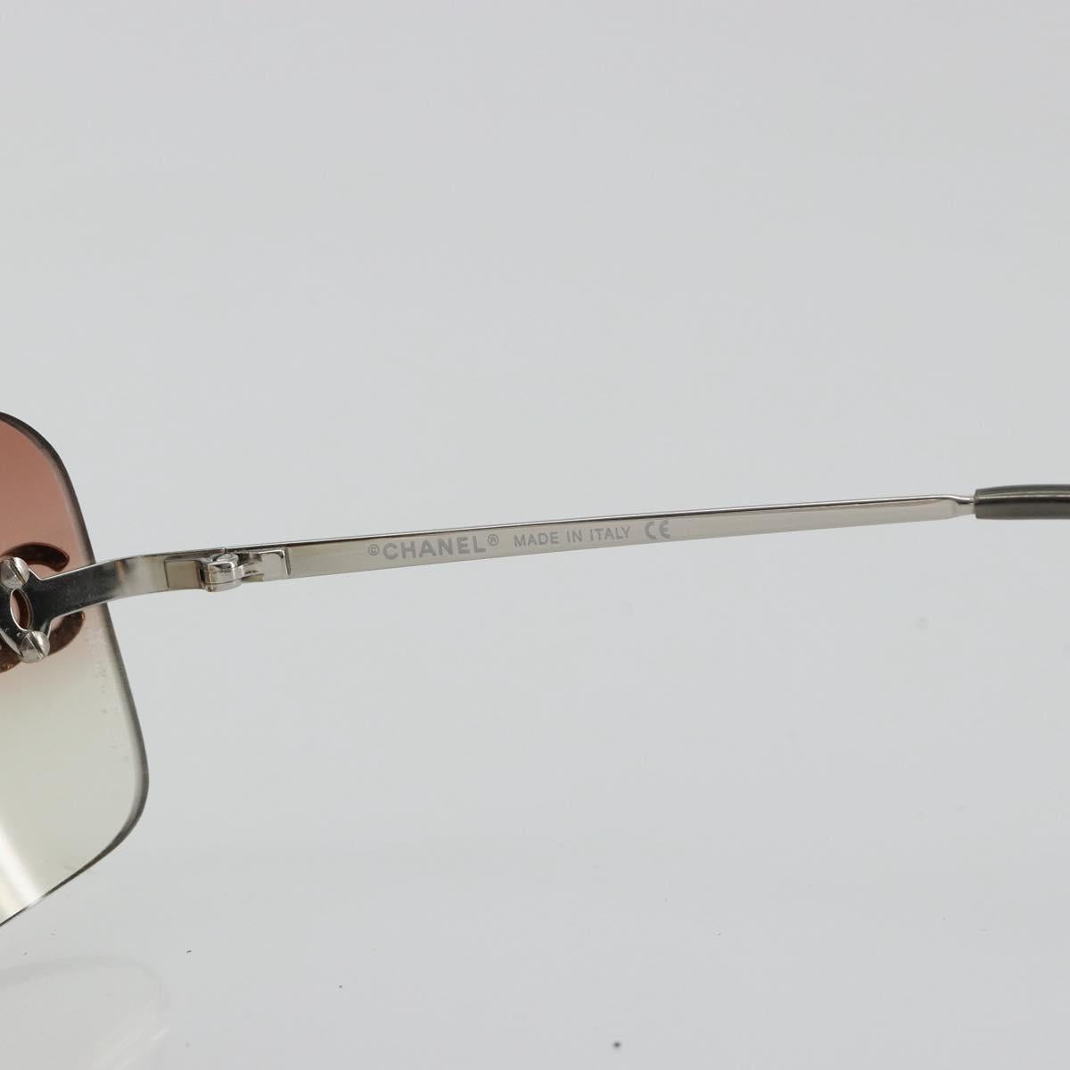CHANEL COCO Mark Sunglasses metal Silver CC Auth 185048V