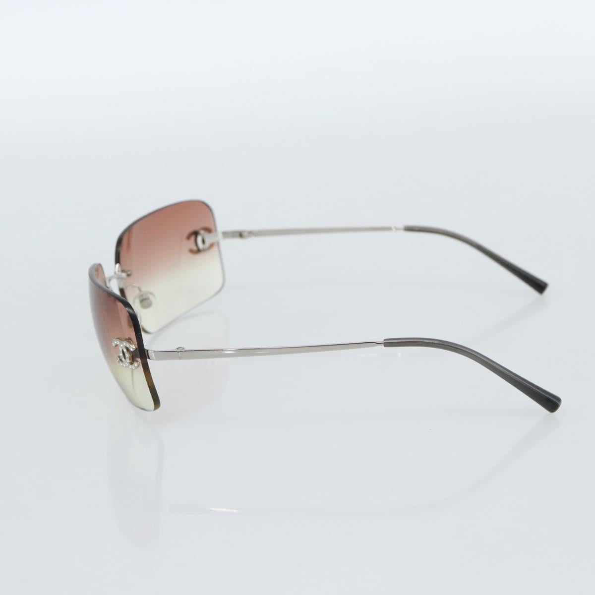 CHANEL COCO Mark Sunglasses metal Silver CC Auth 185051V