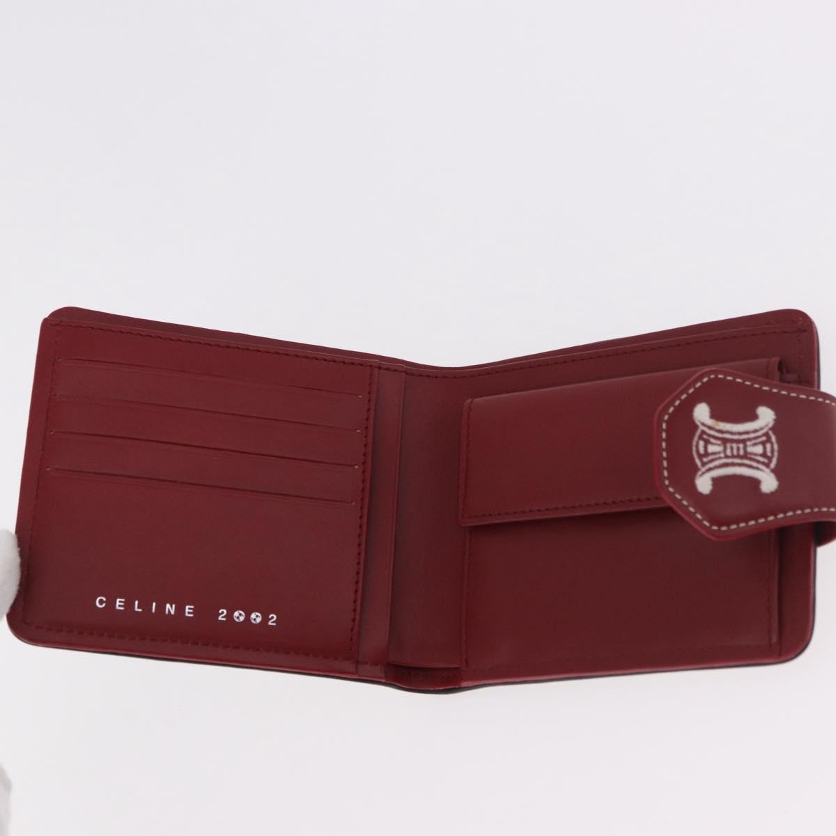 CELINE Compact Wallet Leather White Silver Auth 185052V