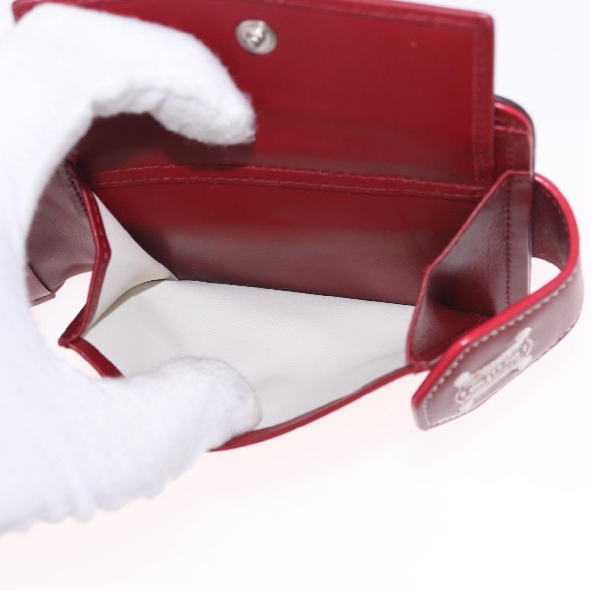 CELINE Compact Wallet Leather White Silver Auth 185052V
