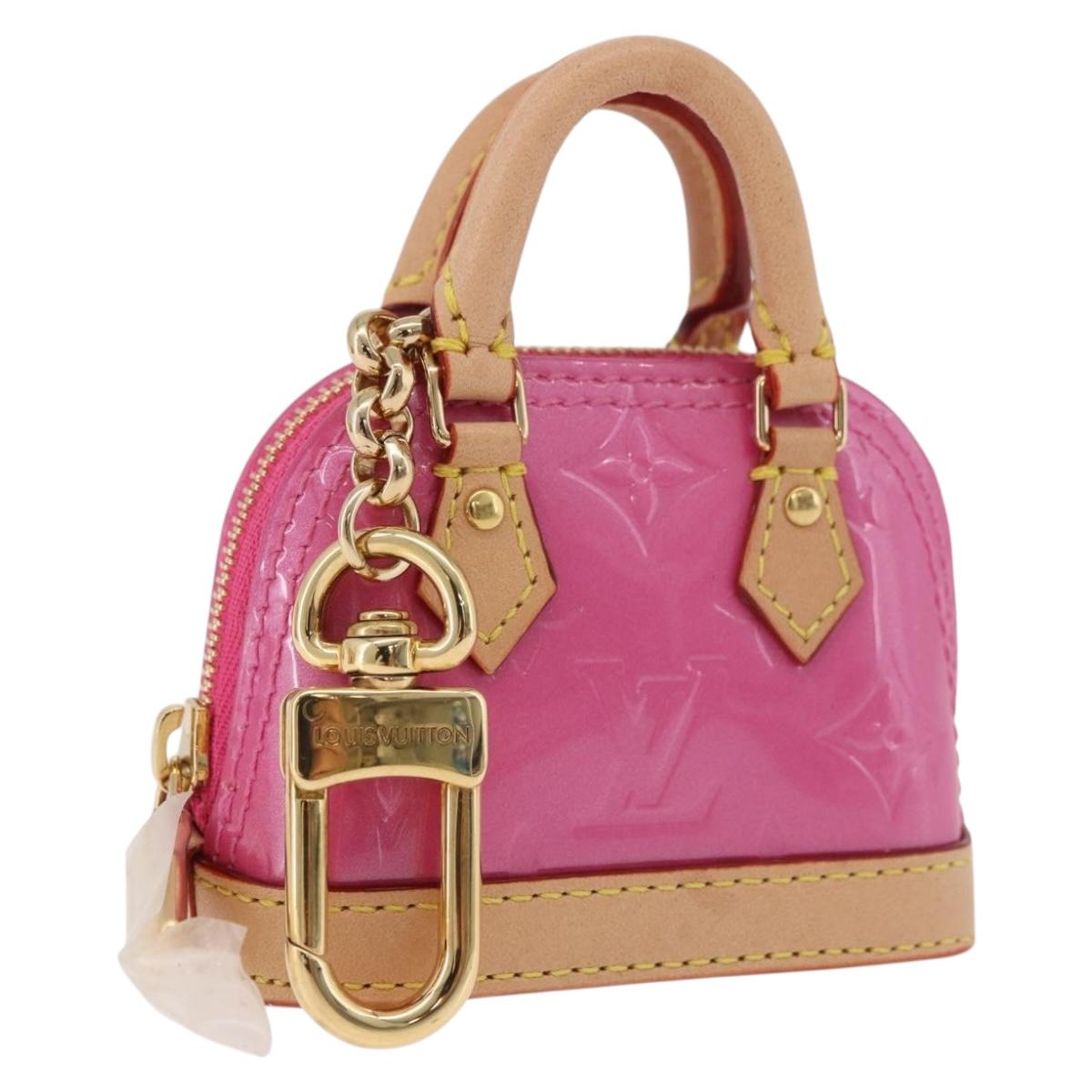 LOUIS VUITTON Monogram Vernis Micro Alma Bag Charm Pink M01706 LV Auth 185054SAM