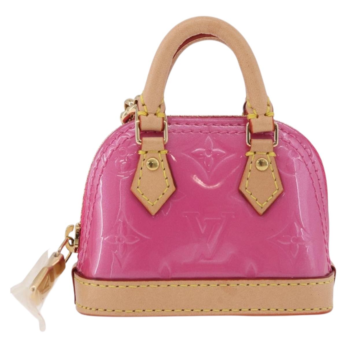 LOUIS VUITTON Monogram Vernis Micro Alma Bag Charm Pink M01706 LV Auth 185054SAM