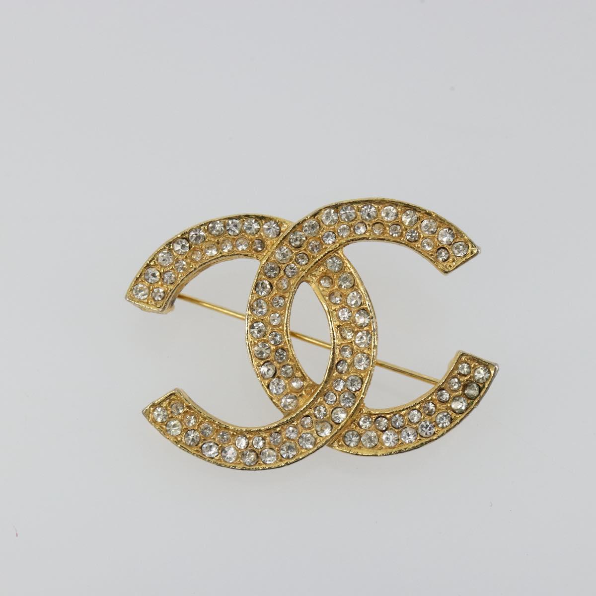 CHANEL COCO Mark Brooch metal Gold Tone CC Auth 185056V
