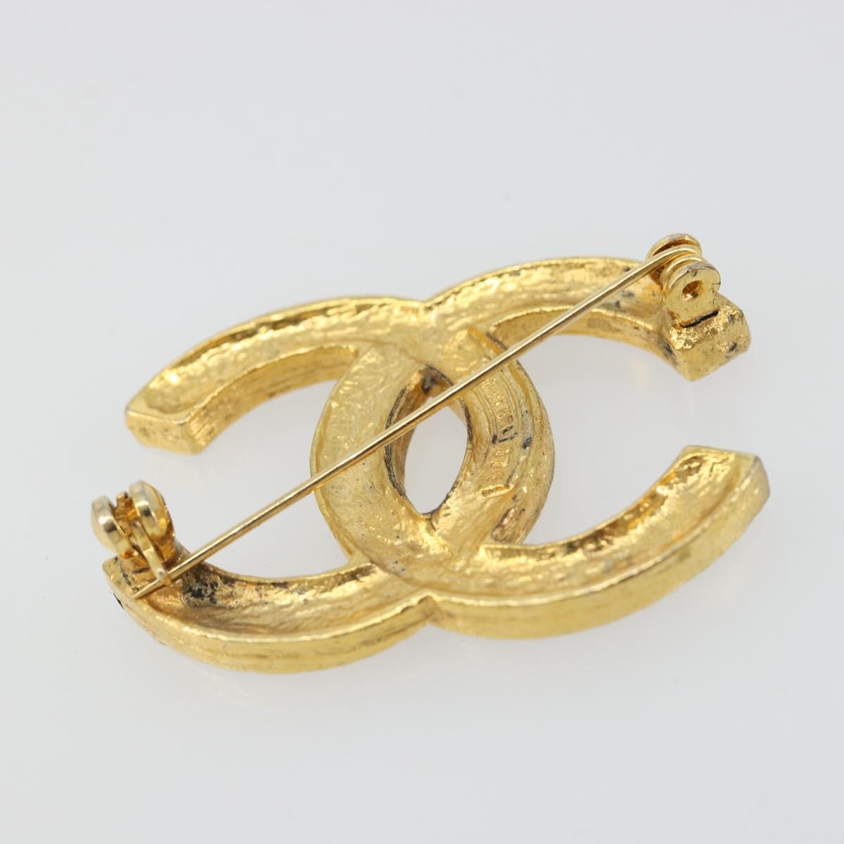 CHANEL COCO Mark Brooch metal Gold Tone CC Auth 185056V