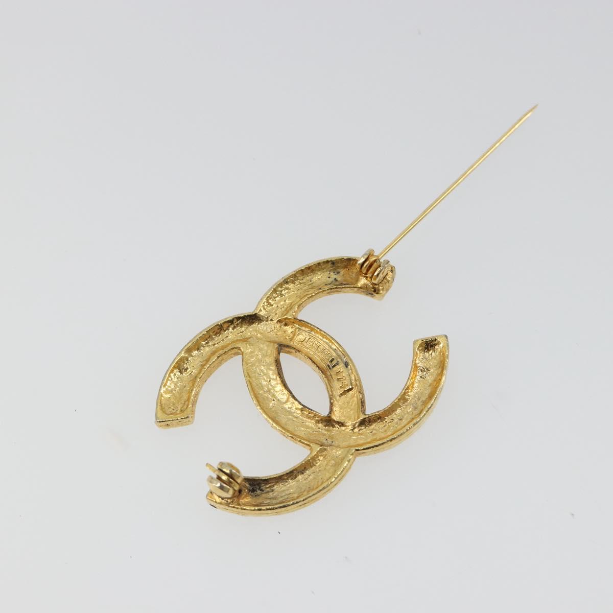 CHANEL COCO Mark Brooch metal Gold Tone CC Auth 185056V