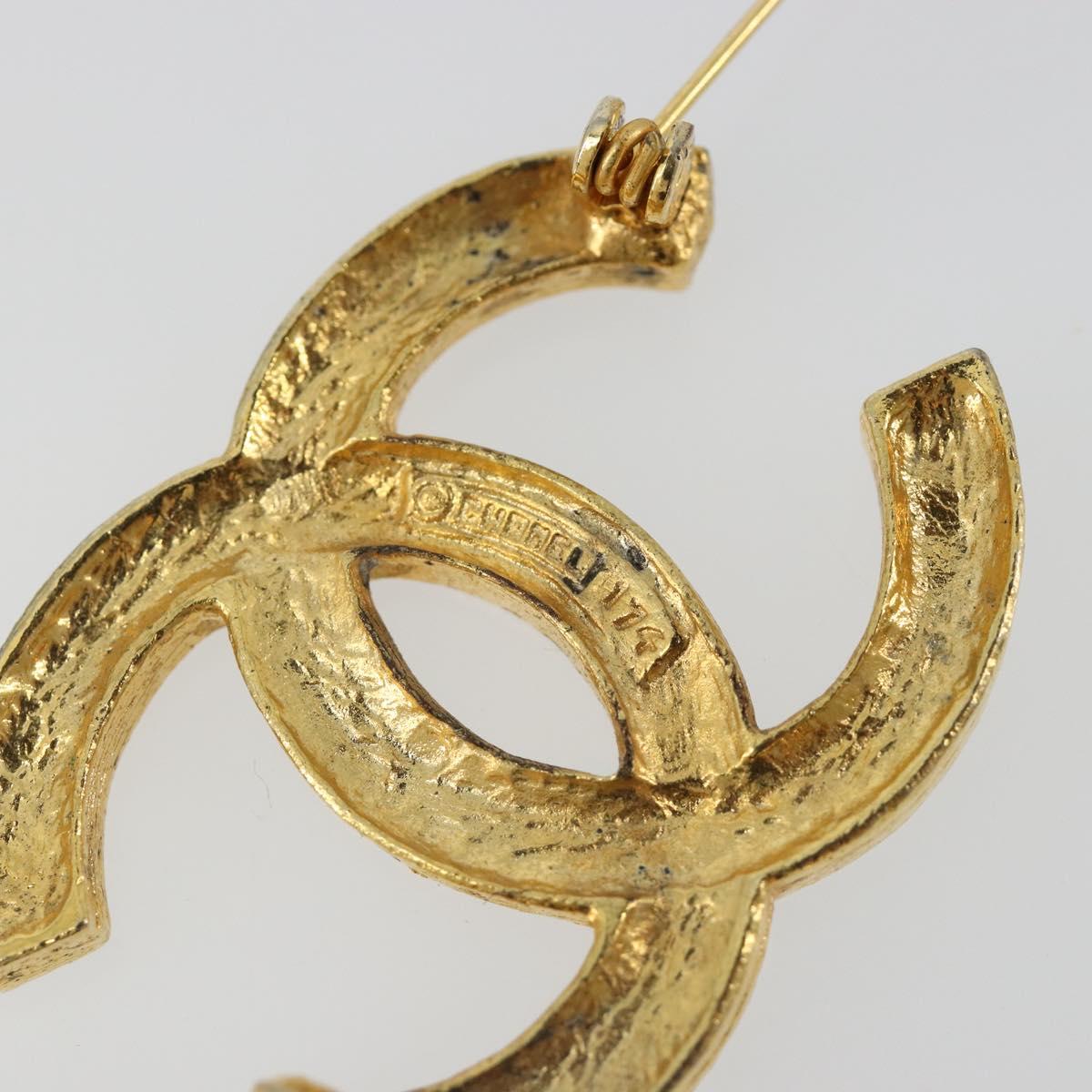 CHANEL COCO Mark Brooch metal Gold Tone CC Auth 185056V