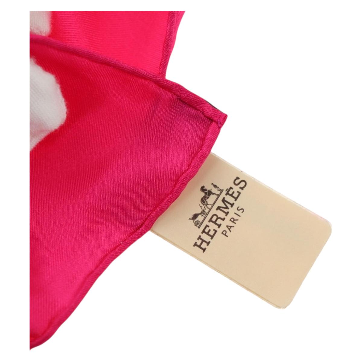 HERMES Carre 140 Scarf ""Coup de Fouet"" Silk Pink Auth 185059M