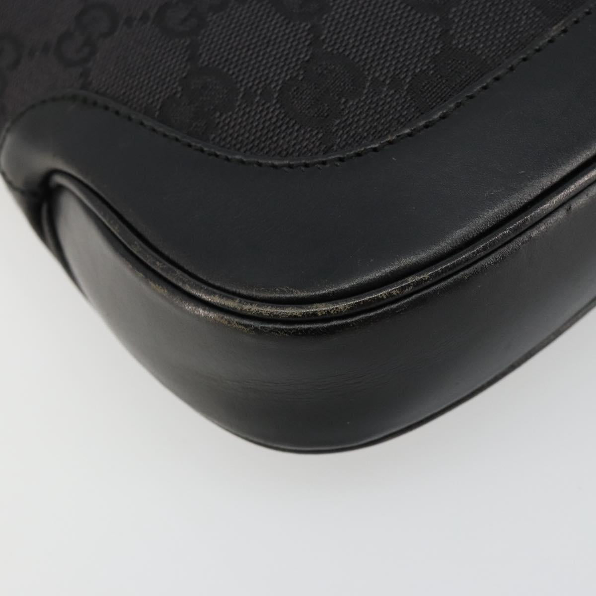 GUCCI GG Canvas Jackie Shoulder Bag Black Silver 001 3735 Auth 185074A