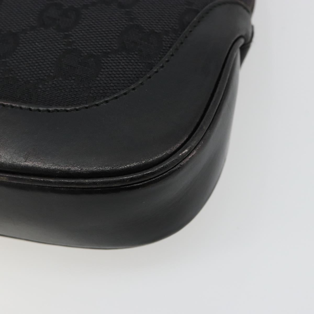 GUCCI GG Canvas Jackie Shoulder Bag Black Silver 001 3735 Auth 185074A