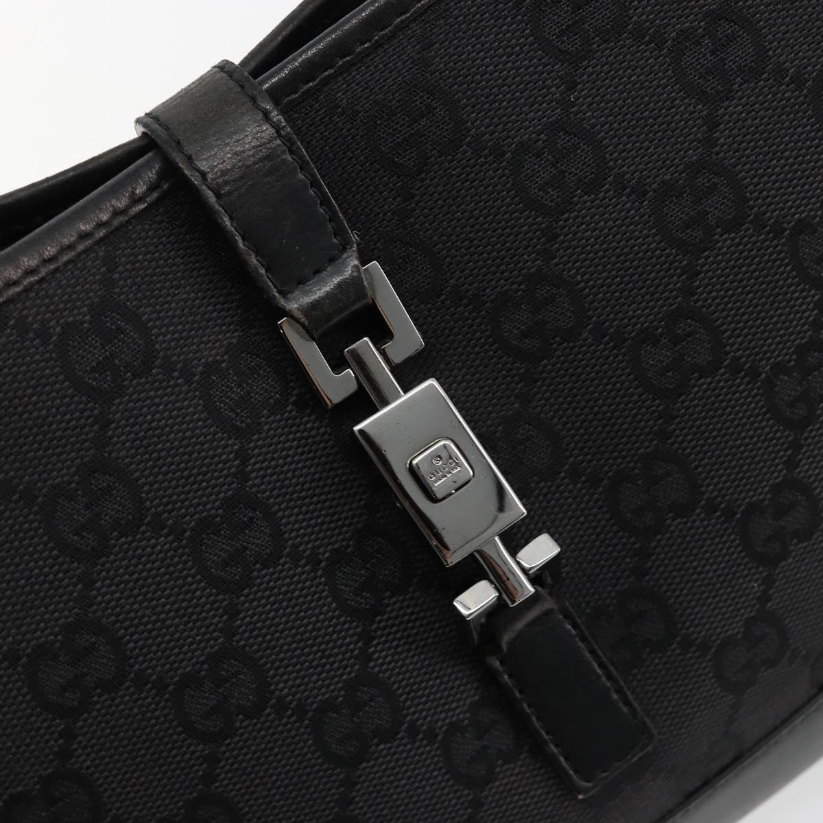 GUCCI GG Canvas Jackie Shoulder Bag Black Silver 001 3735 Auth 185074A