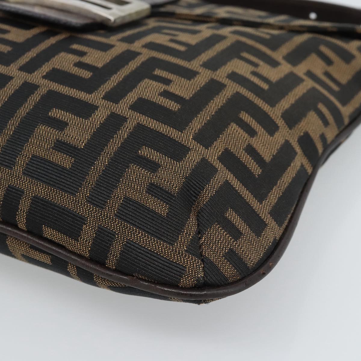FENDI Zucca Canvas Mamma Baguette Shoulder Bag Black Brown Auth 185075V