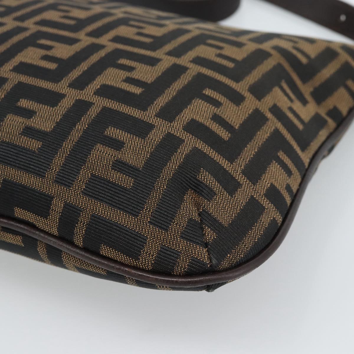 FENDI Zucca Canvas Mamma Baguette Shoulder Bag Black Brown Auth 185075V