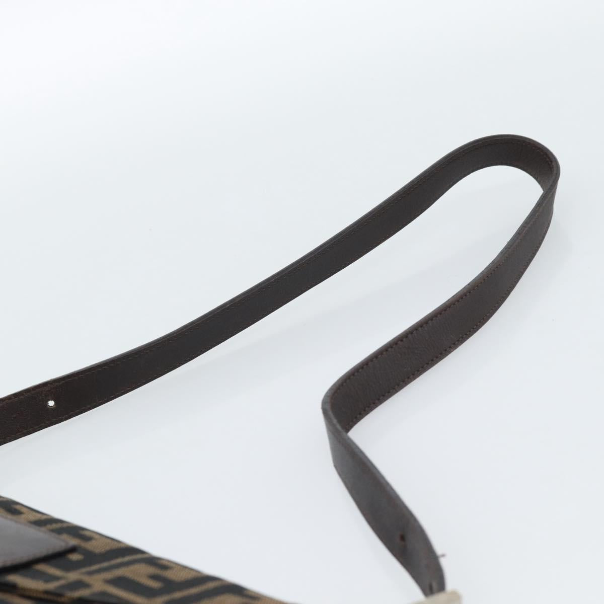 FENDI Zucca Canvas Mamma Baguette Shoulder Bag Black Brown Auth 185075V