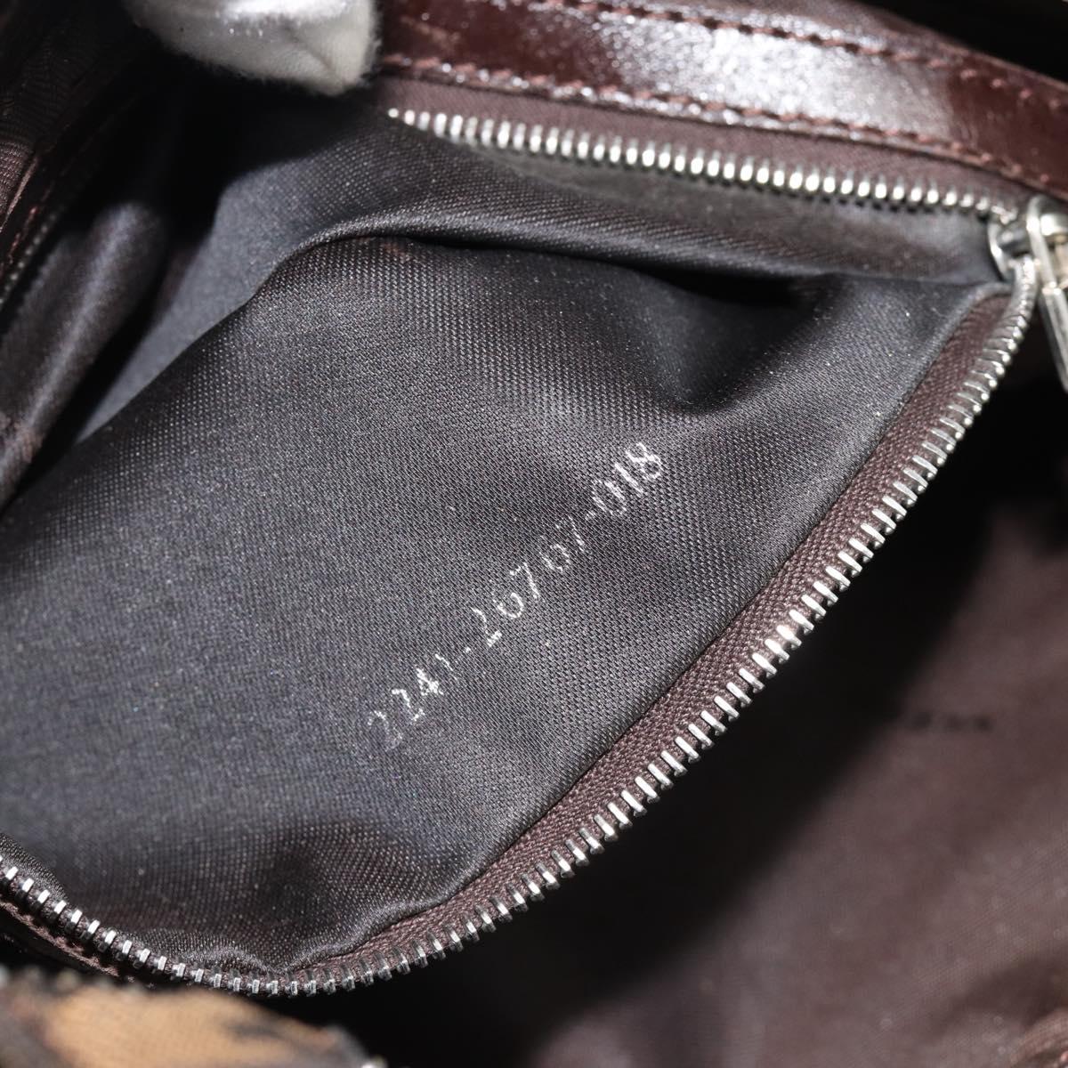 FENDI Zucca Canvas Mamma Baguette Shoulder Bag Black Brown Auth 185076