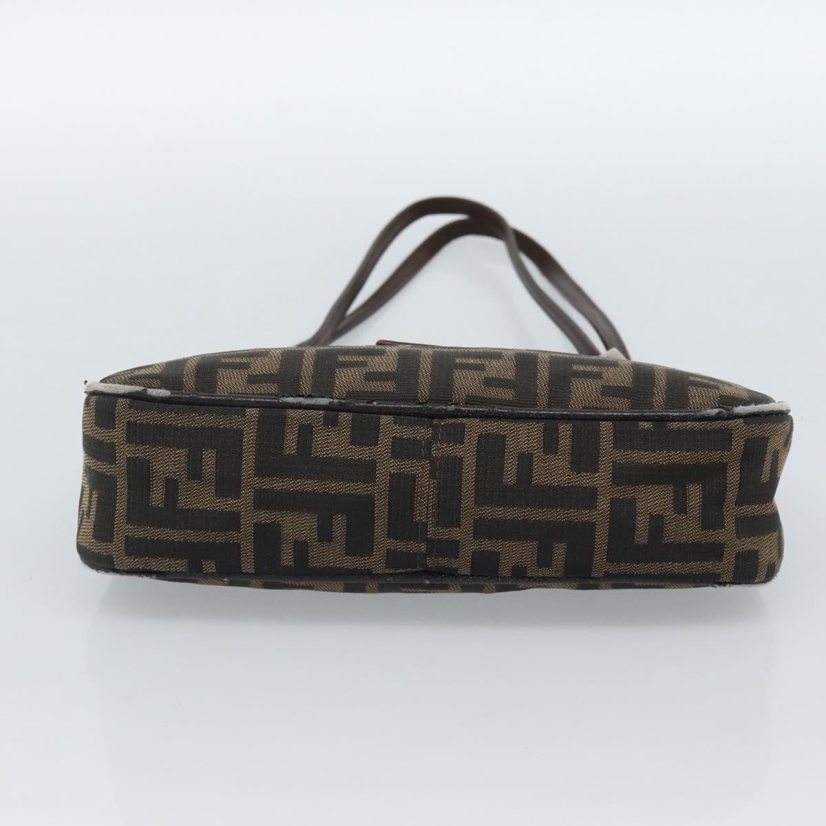 FENDI Zucca Canvas Mamma Baguette Shoulder Bag Black Brown Auth 185076