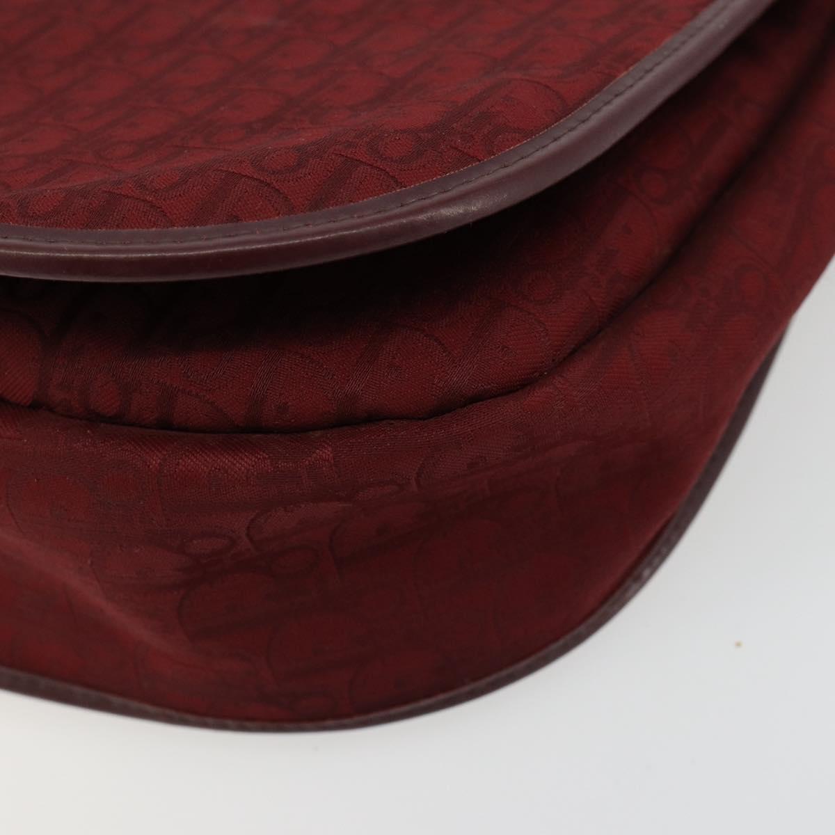 Christian Dior Trotter Canvas Shoulder Bag Red Gold Auth 185078