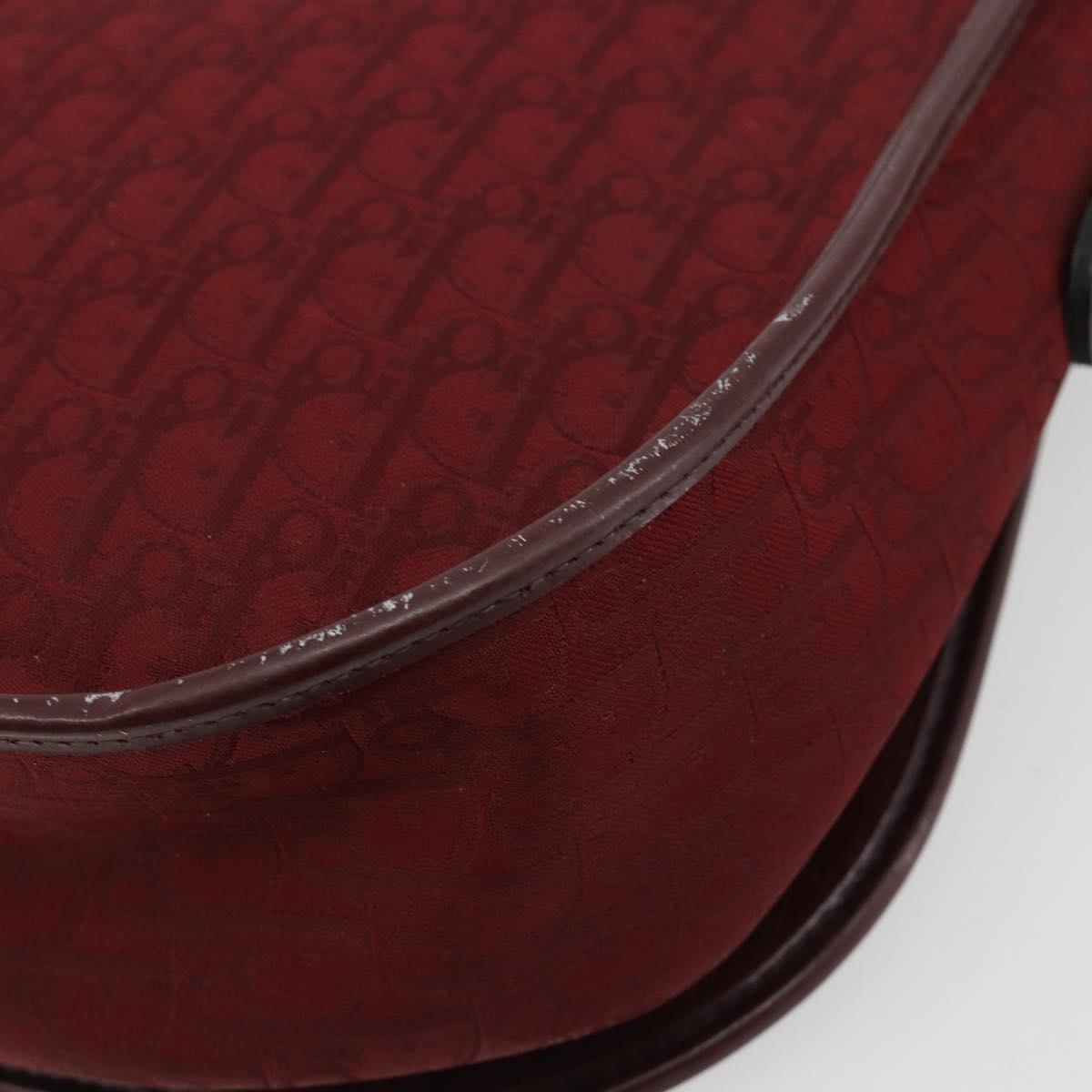 Christian Dior Trotter Canvas Shoulder Bag Red Gold Auth 185078