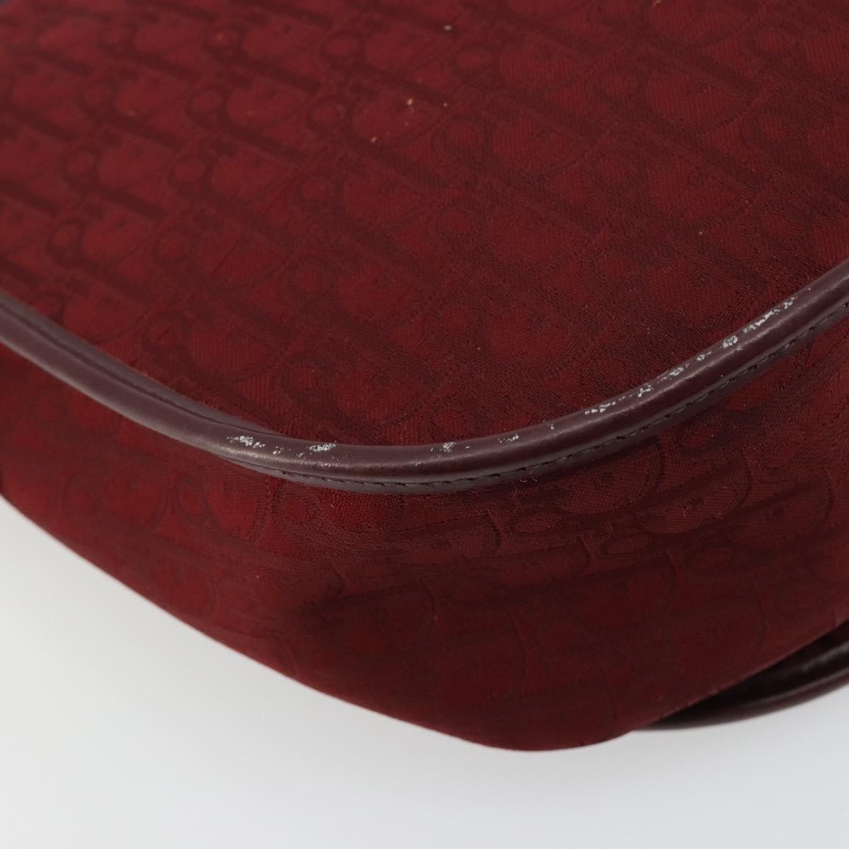 Christian Dior Trotter Canvas Shoulder Bag Red Gold Auth 185078