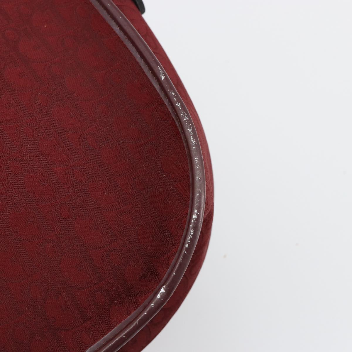 Christian Dior Trotter Canvas Shoulder Bag Red Gold Auth 185078