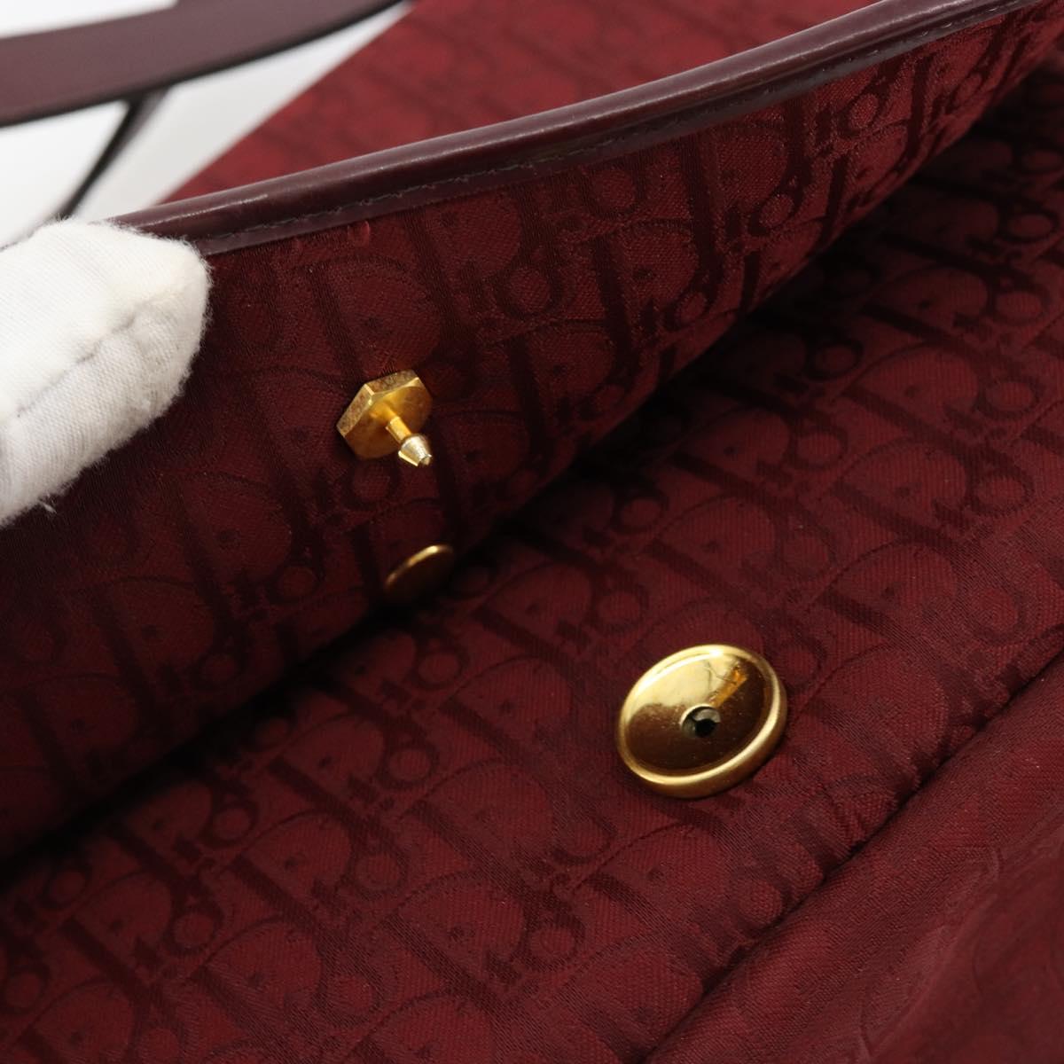 Christian Dior Trotter Canvas Shoulder Bag Red Gold Auth 185078