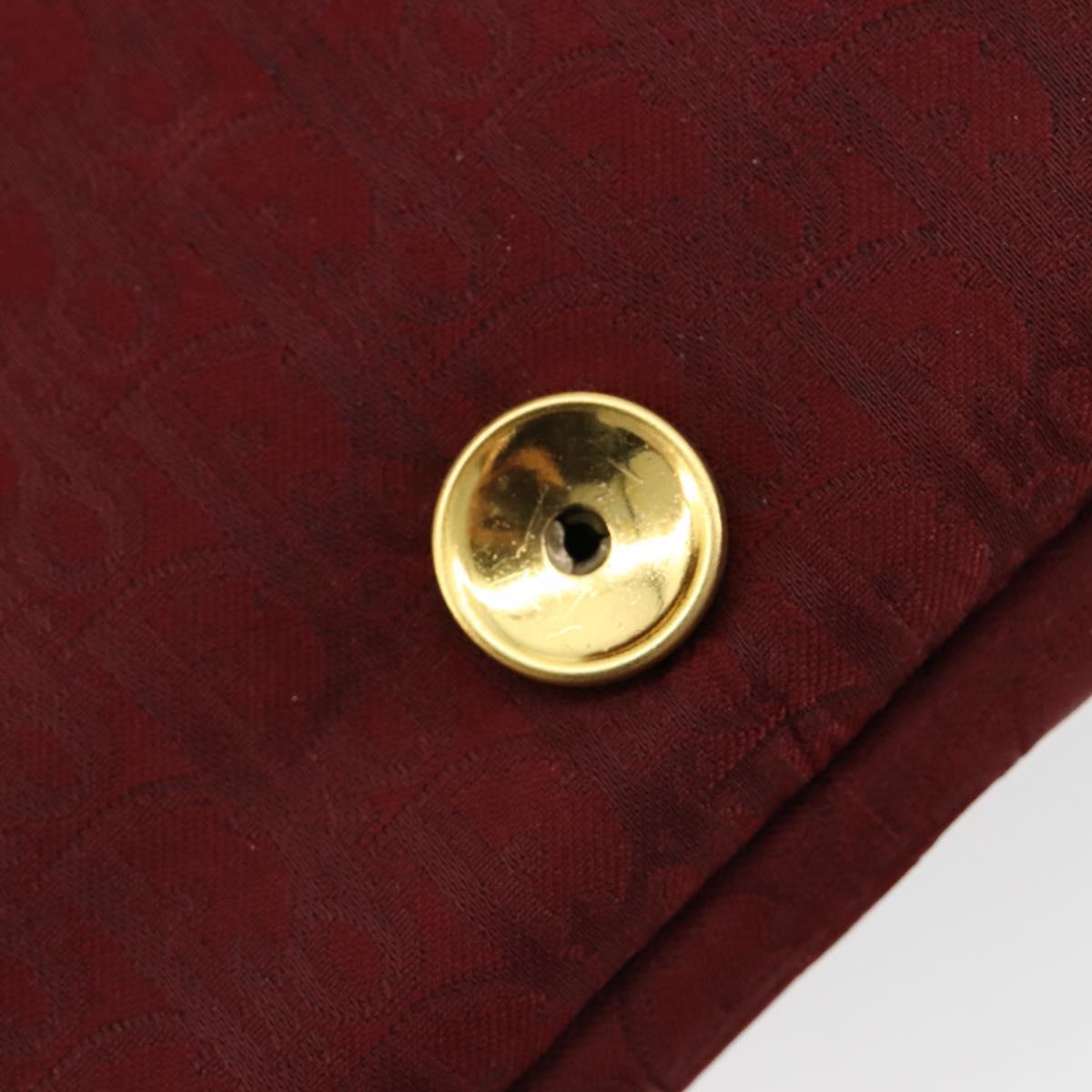 Christian Dior Trotter Canvas Shoulder Bag Red Gold Auth 185078