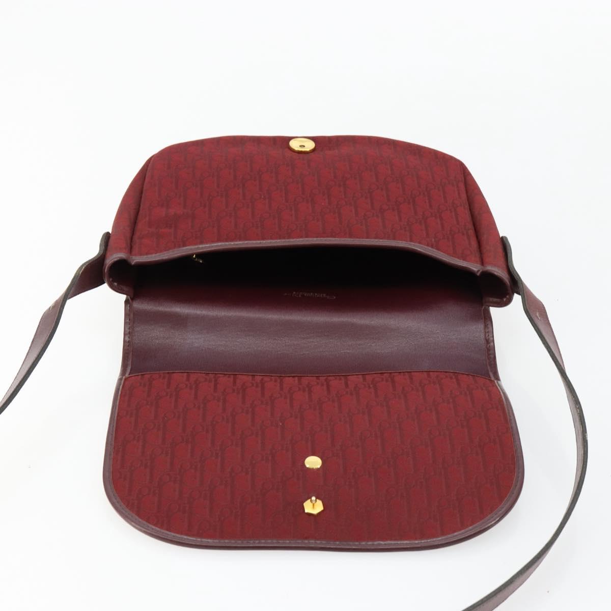 Christian Dior Trotter Canvas Shoulder Bag Red Gold Auth 185078