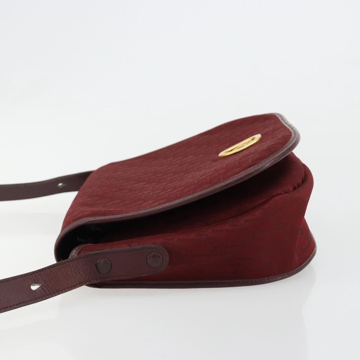 Christian Dior Trotter Canvas Shoulder Bag Red Gold Auth 185078