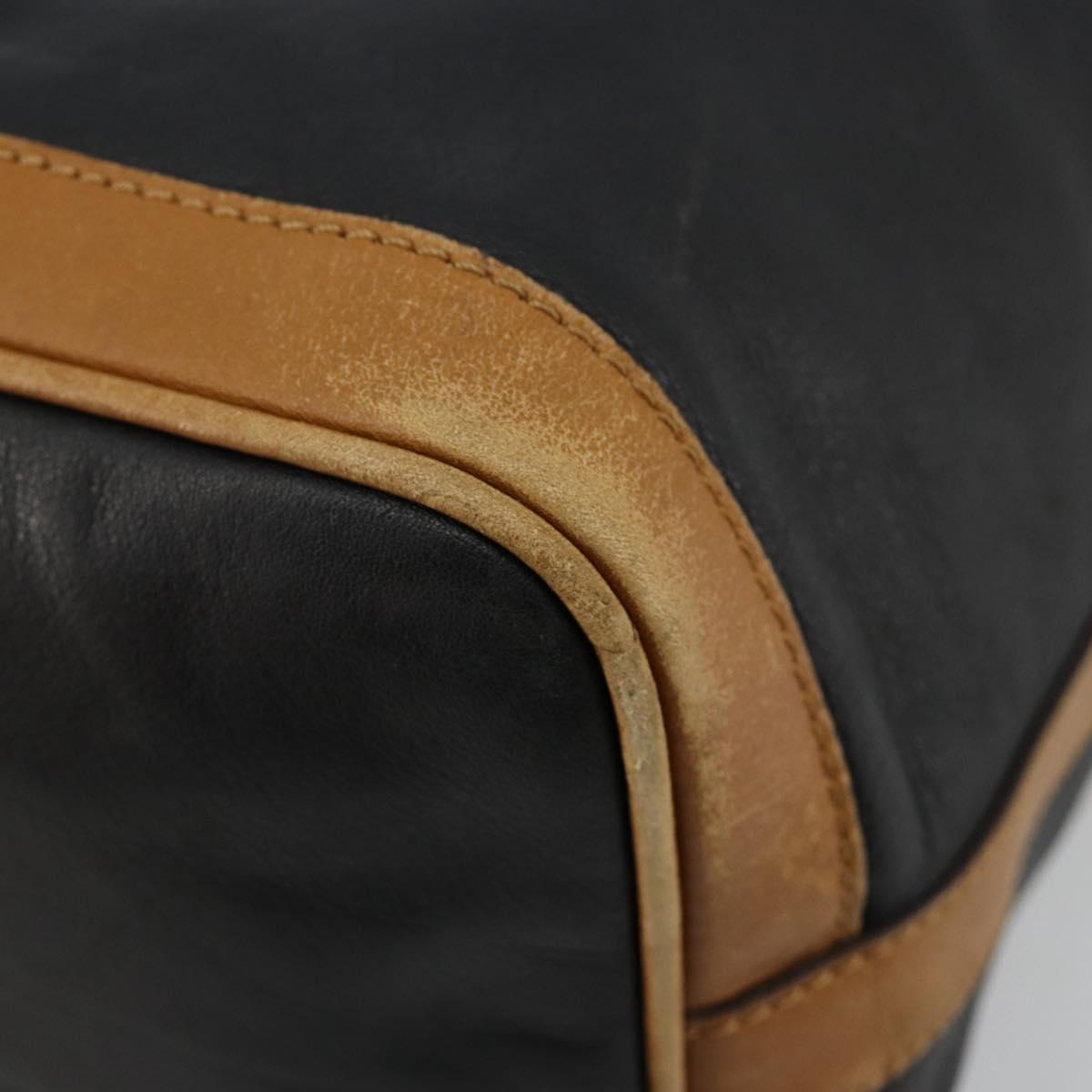 CELINE Purse Shoulder Bag Leather Black Gold Auth 185080