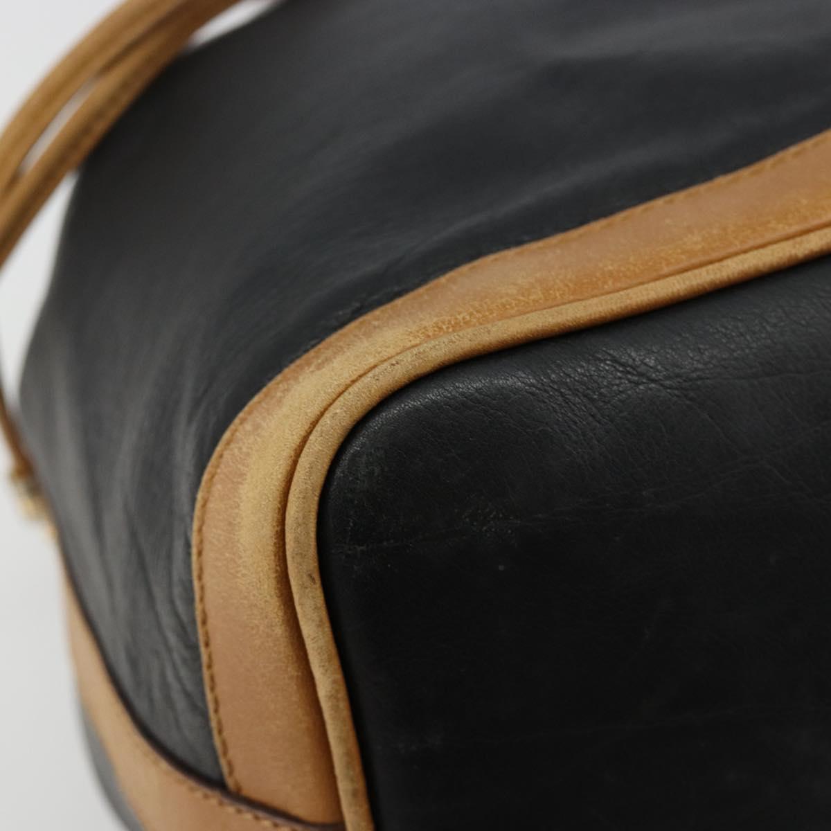 CELINE Purse Shoulder Bag Leather Black Gold Auth 185080