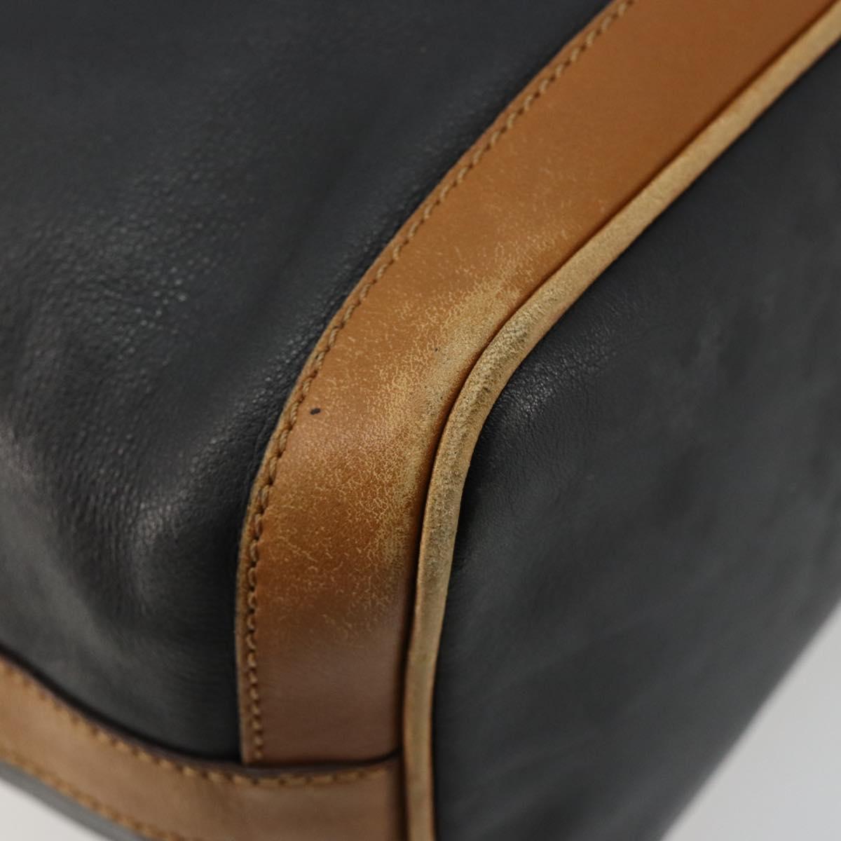 CELINE Purse Shoulder Bag Leather Black Gold Auth 185080