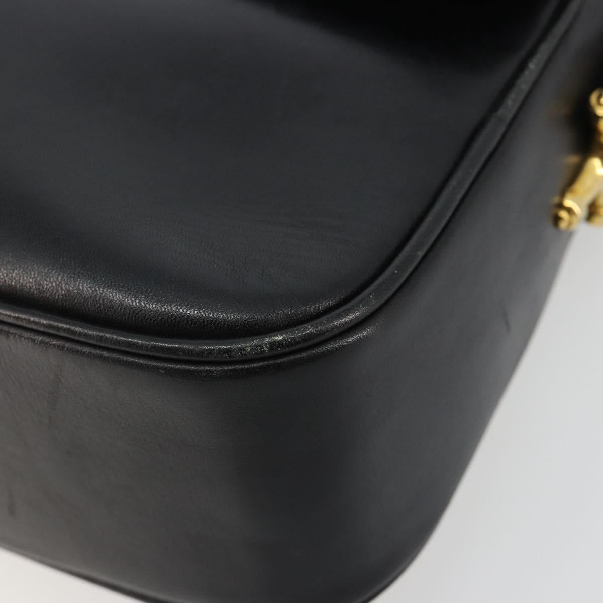 CELINE Shoulder Bag Leather Black Gold Auth 185088