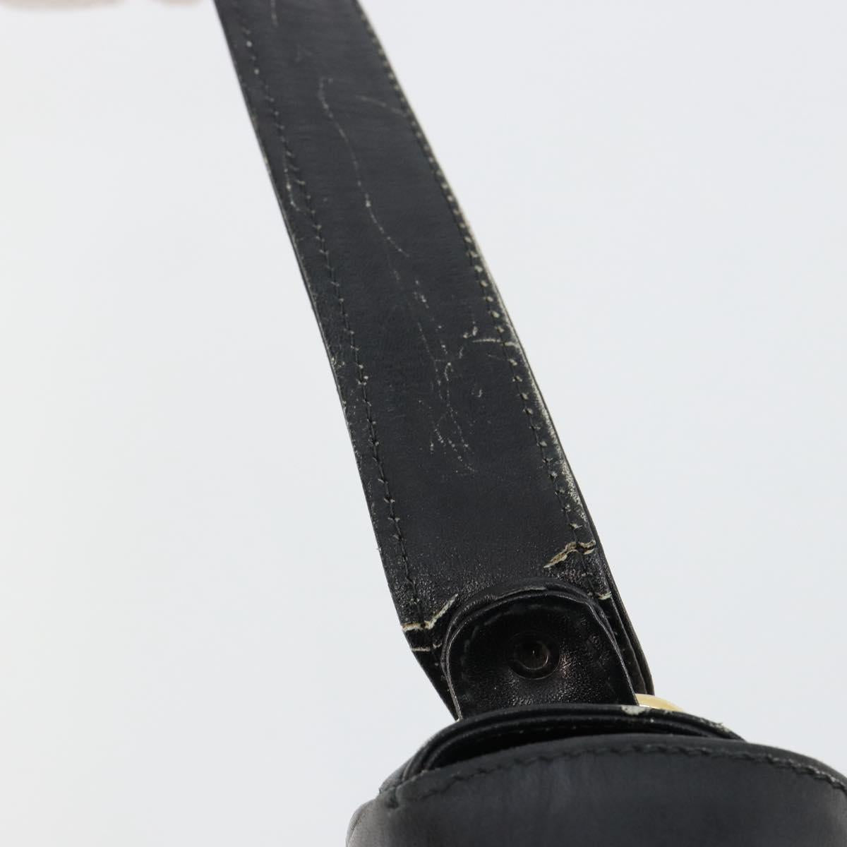 CELINE Shoulder Bag Leather Black Gold Auth 185088