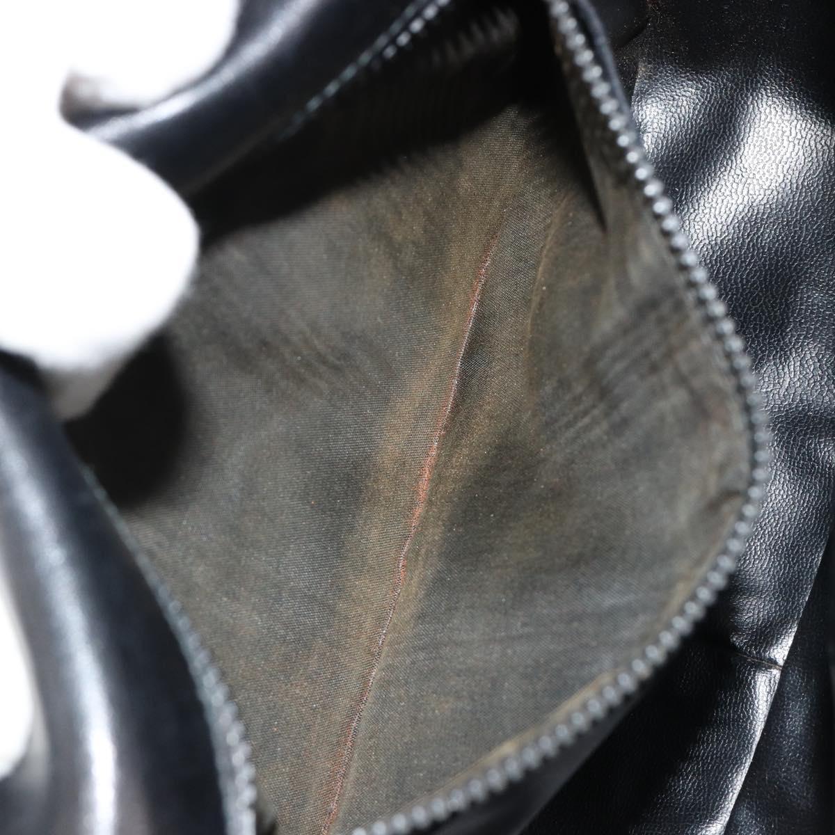 CELINE Shoulder Bag Leather Black Gold Auth 185088