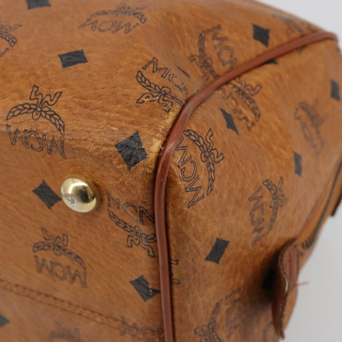 MCM Vicetos Logogram Hand Bag PVC Leather Brown Gold Auth 185089